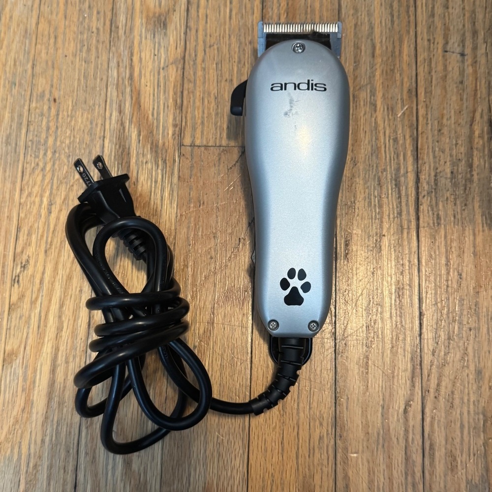 Andis MC-2 Pet Clipper Corded Electric Hair Trimmer Silver Black Paw Print 10W